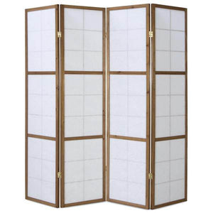 4fach Holz Paravent Raumteiler Shoji in tabak