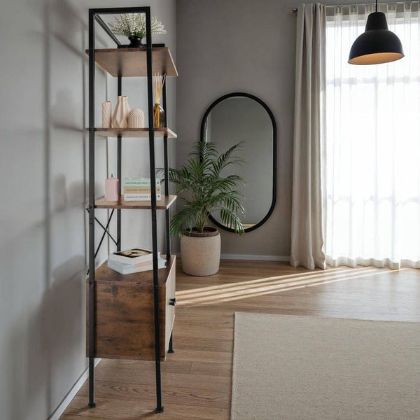 Leiterregal Brentwood Industrial Holz dunkel, rustikal