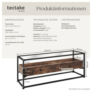 Lowboard Maidenhead 121,5x41,5x50,5cm Industrial dunkelbraun