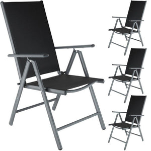 4 Aluminium Gartenstühle, schwarz/anthrazit