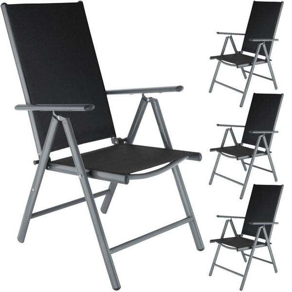 4 Aluminium Gartenstühle, schwarz/anthrazit