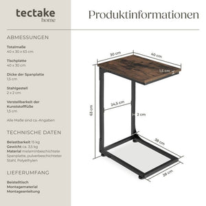 Beistelltisch Erie 40x30x63cm Industrial dunkelbraun