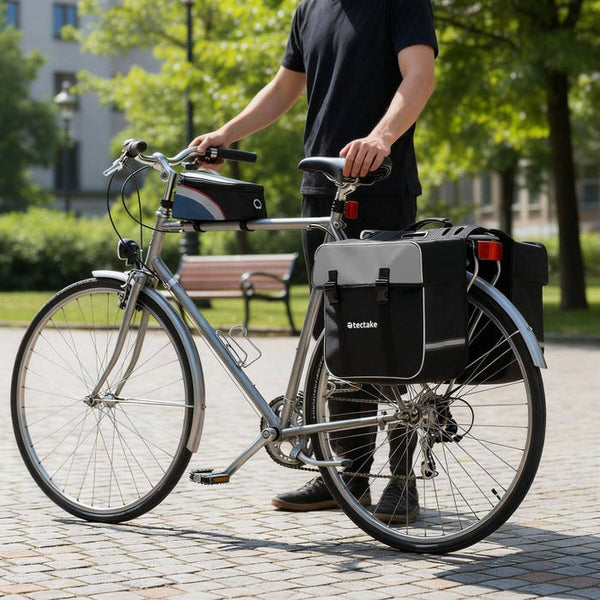 Set Fahrradtasche Georg und Fahrradrahmentasche schwarz/rot 20,5 x 10 x 10,5 cm