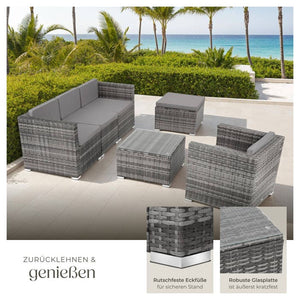 Rattan Lounge Lignano grau