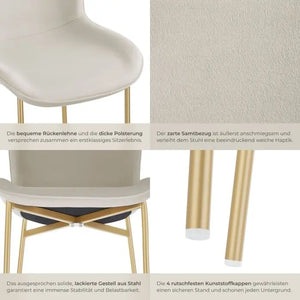 Polsterstuhl Tessa Samtoptik beige/gold 4er Set
