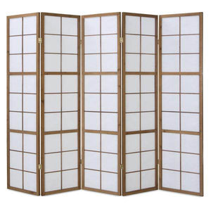 5fach Holz Paravent Raumteiler Shoji Wand tabak