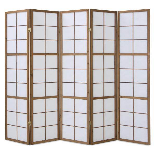 5fach Holz Paravent Raumteiler Shoji Wand tabak