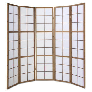 5fach Holz Paravent Raumteiler Shoji Wand tabak