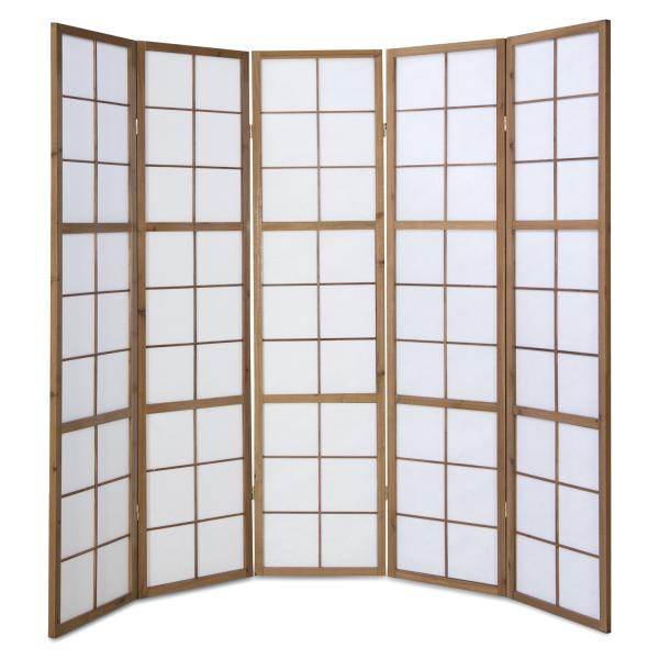 5fach Holz Paravent Raumteiler Shoji Wand tabak