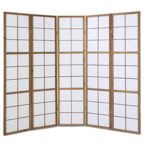 5fach Holz Paravent Raumteiler Shoji Wand tabak