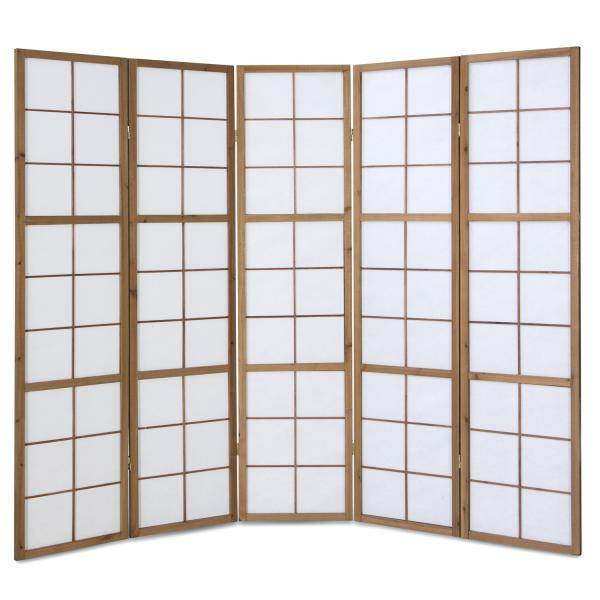 5fach Holz Paravent Raumteiler Shoji Wand tabak
