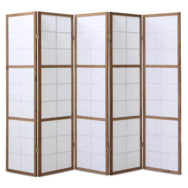5fach Holz Paravent Raumteiler Shoji Wand tabak