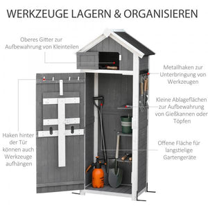 Gerätehaus Geräteschuppen mit Klapptisch Grau Weiss