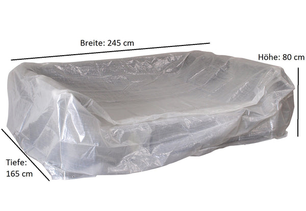 Abdeckhaube Loungeset Liegeinsel 245x165x80cm, PE transparent