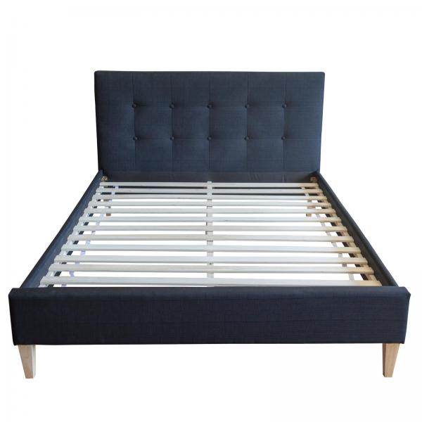Polsterbett Doppelbett Stoffbett Bettgestell 140 x 200 + Lattenrost schwarz