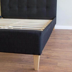 Polsterbett Doppelbett Stoffbett Bettgestell 140 x 200 + Lattenrost schwarz