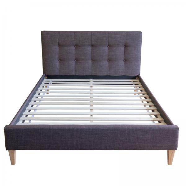 Polsterbett Doppelbett Stoffbett Bettgestell 140 x 200 + Lattenrost braun