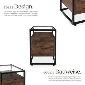 Nachttisch Dudley 40x43x60,5cm Industrial dunkelbraun