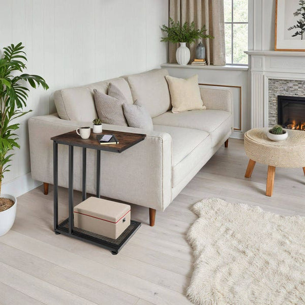 Eton Industrial side table, dark wood, rustic