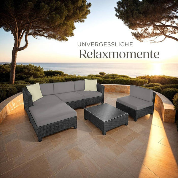 Aluminium Rattan Lounge schwarz