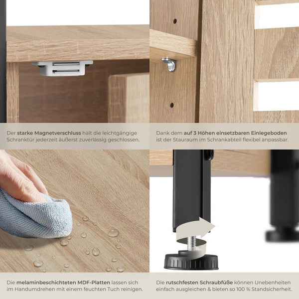 Beistellschrank Durham Industrial Holz hell, Eiche Sonoma