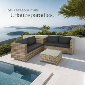 Rattan Lounge Siena natur/dunkelgrau
