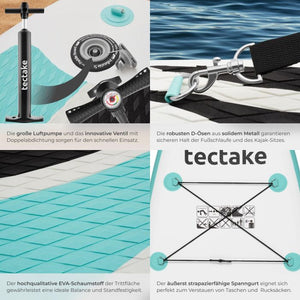 Stand-Up Paddle Board 2in1 Zenon weiss/türkis 320 cm ohne Kamerahalterung