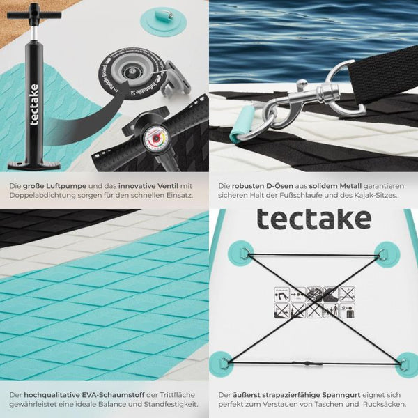 Stand-Up Paddle Board 2in1 Zenon weiss/türkis 320 cm ohne Kamerahalterung