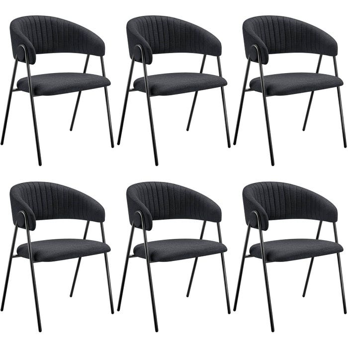 Fauteuil Bedano, noir, lot de 6