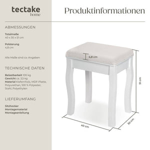 Schminktisch-Hocker, Rosenmuster