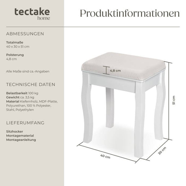 Schminktisch-Hocker, Rosenmuster