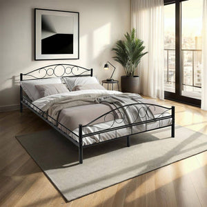 Metallbett mit Lattenrost im romantischen Design schwarz/schwarz 200 x 140 cm