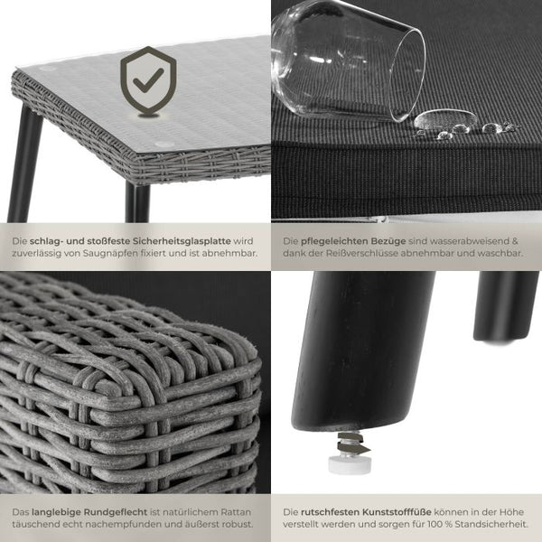 Aluminium Rattan Lounge Lounge Pula grau