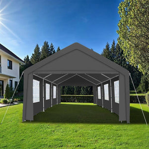 Garten Pavillon 6x4m mit 4 Seitenteilen grau