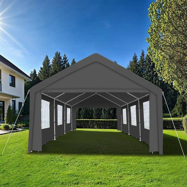 Garten Pavillon 6x4m mit 4 Seitenteilen grau