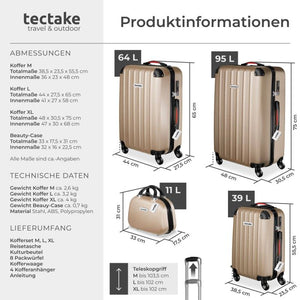 Hartschalenkoffer-Set Cleo champagner mit Zubehör