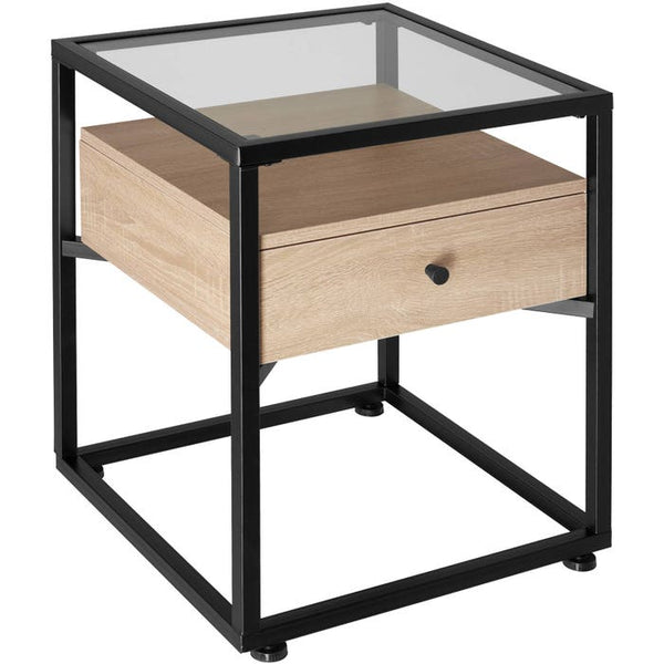 Nachttisch Preston Industrial Holz hell, Eiche Sonoma