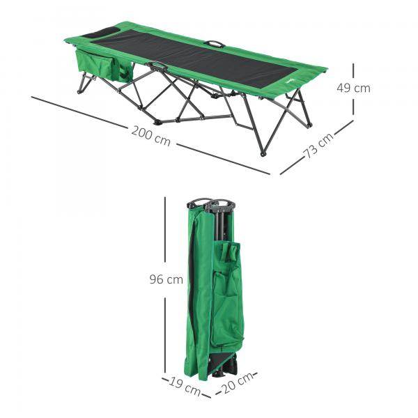 Campingbett Breite klappbar Einzelperson grün schwarz