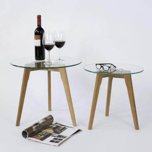 Beistelltisch Couchtisch Glas Rund 2 er Set Wohnzimmertisch