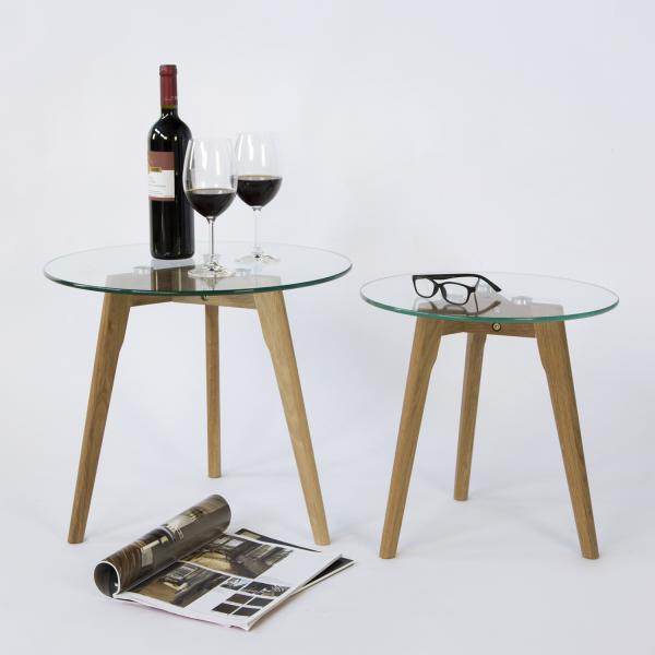 Beistelltisch Couchtisch Glas Rund 2 er Set Wohnzimmertisch