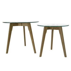 Beistelltisch Couchtisch Glas Rund 2 er Set Wohnzimmertisch