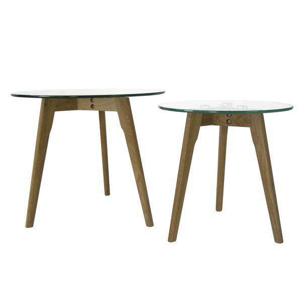 Beistelltisch Couchtisch Glas Rund 2 er Set Wohnzimmertisch