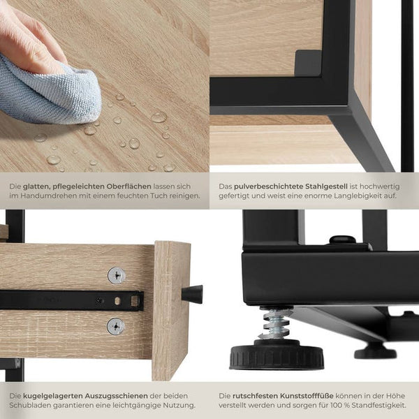 Lowboard Maidenhead 121,5x41,5x50,5cm Industrial Holz hell, Eiche Sonoma