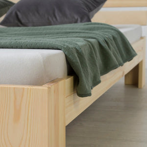 Holzbett 180x200 cm Natur | Doppelbett | mit Lattenrost | massiv | Kind Jugend Gast