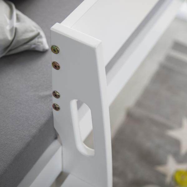 Hochbett Spielbett Kinderbett Leiter 90x200 massiv Jugendbett weiss grau