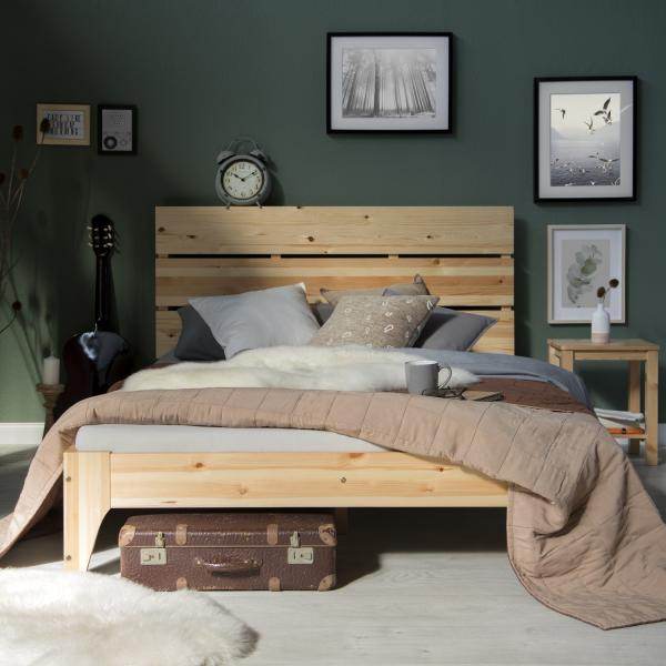 Doppelbett Holzbett Bettgestell Futonbett 140x200 natur Kiefer
