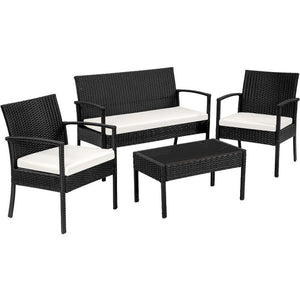 Rattan Sitzgruppe Sparta 3+1 schwarz