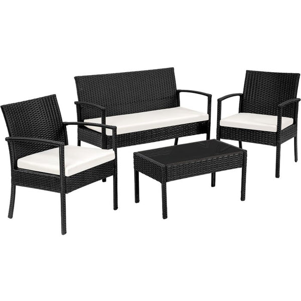Rattan Sitzgruppe Sparta 3+1 schwarz