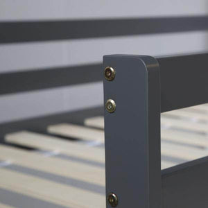 Hochbett Spielbett Kinderbett 90x200 cm Lattenrost Matratze Leiter Rutsche Weiß Grau Holz Massiv