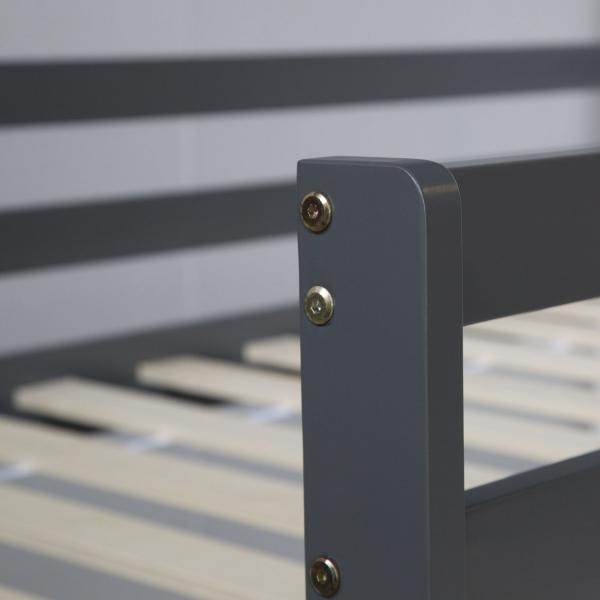 Hochbett Spielbett Kinderbett 90x200 cm Lattenrost Matratze Leiter Rutsche Weiß Grau Holz Massiv